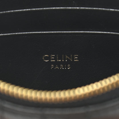 Celine Calfskin Quilted C Charm Coin Card Pouch Black 6 of 9