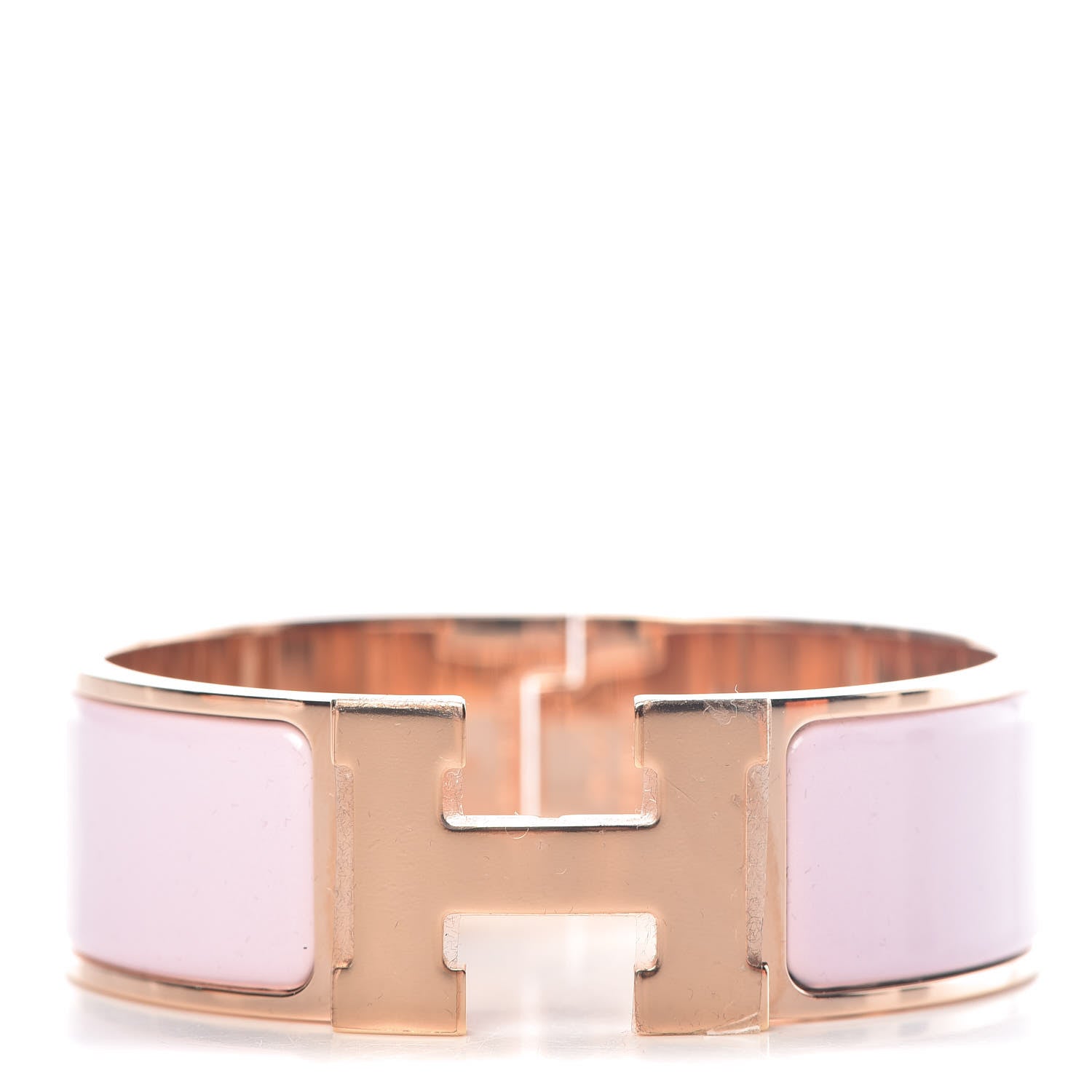 Hermes Enamel Wide Clic Clac H Bracelet PM Rose Dragee 1 of 6