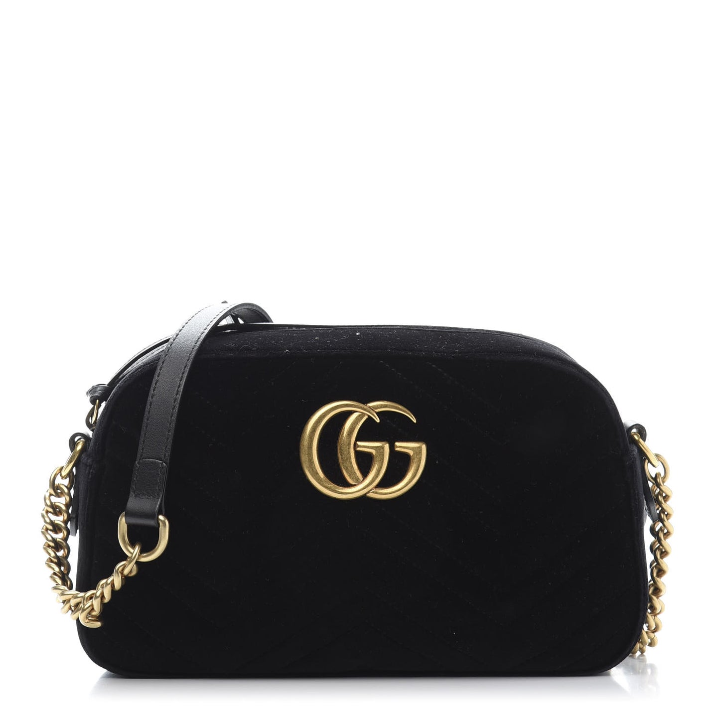 Velvet Matelasse Small GG Marmont Chain Shoulder Bag Black