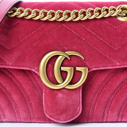 Gucci Velvet Matelasse Mini GG Marmont Shoulder Bag Light Raspberry Rose 7 of 12