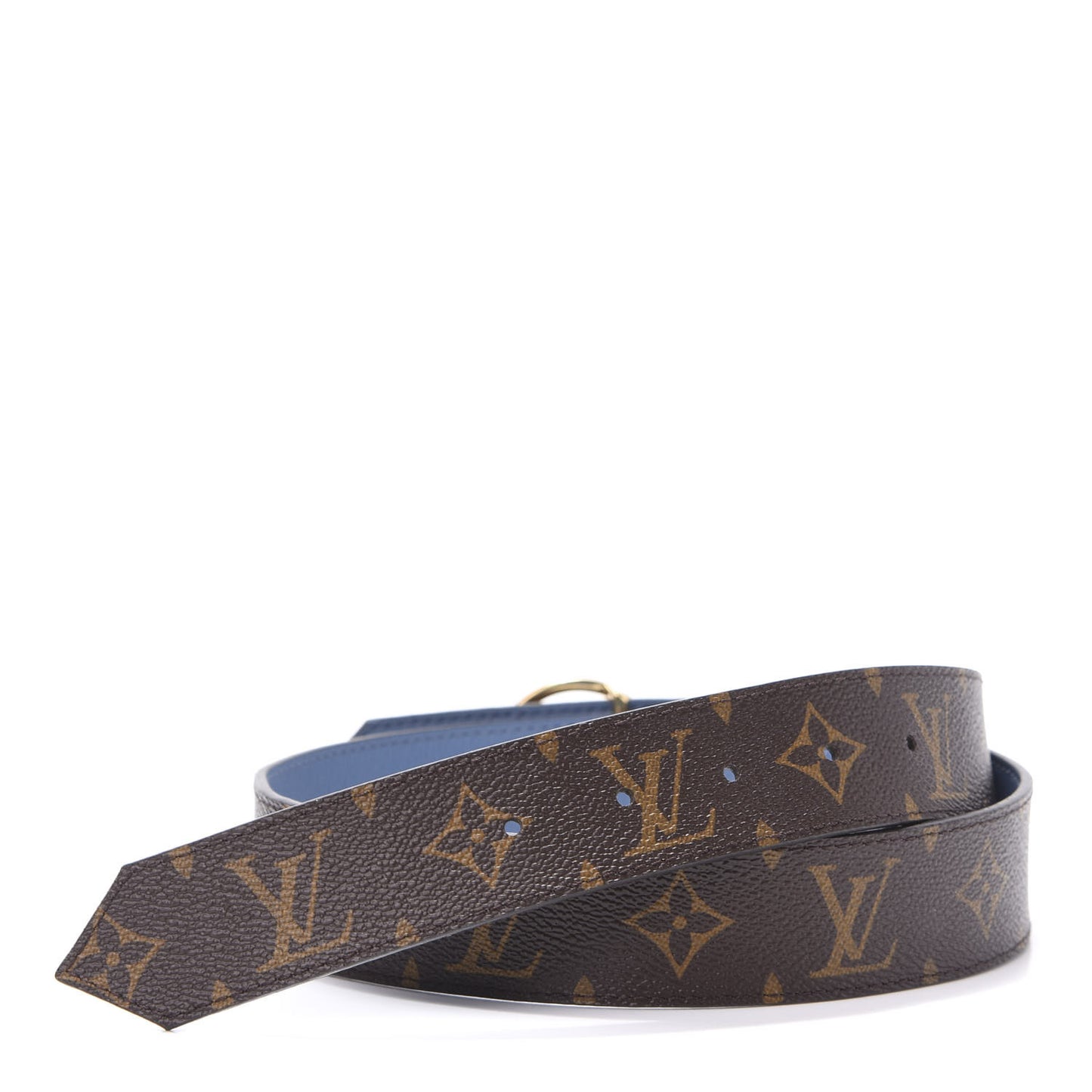 Calfskin Monogram 35mm LV Circle Reversible Belt 80 82 Denim Blue