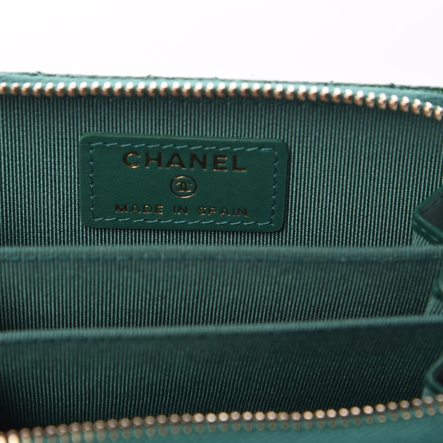 Chanel Metallic Caviar Quilted Zip Coin Purse Green 6 of 7