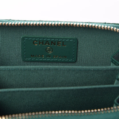 Chanel Metallic Caviar Quilted Zip Coin Purse Green 6 of 7