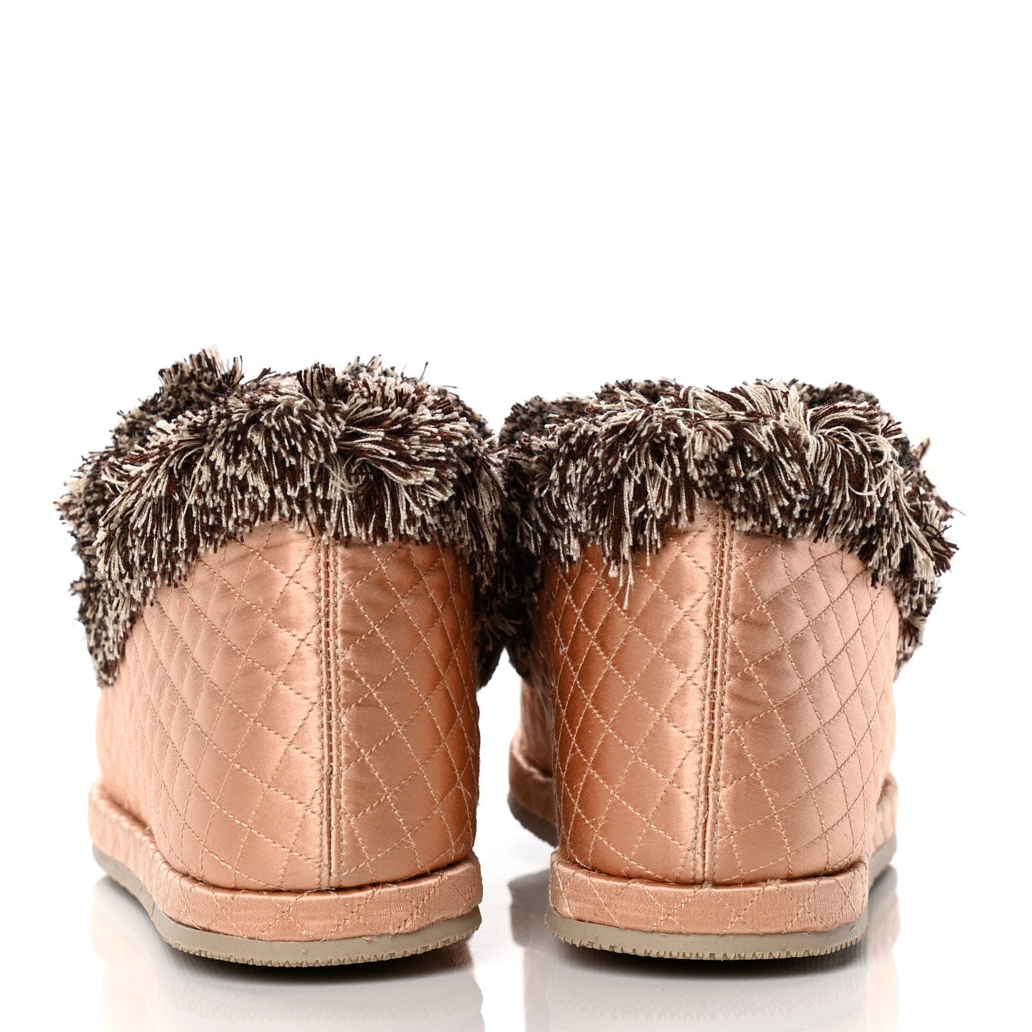 Gucci Satin Quilted Womens Fria Horsebit Loafers 35.5 Apricot Beige 6 of 10