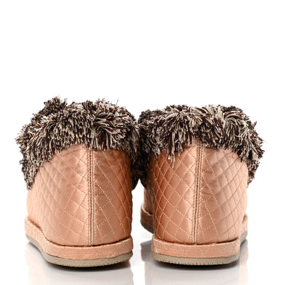 Gucci Satin Quilted Womens Fria Horsebit Loafers 35.5 Apricot Beige 6 of 10