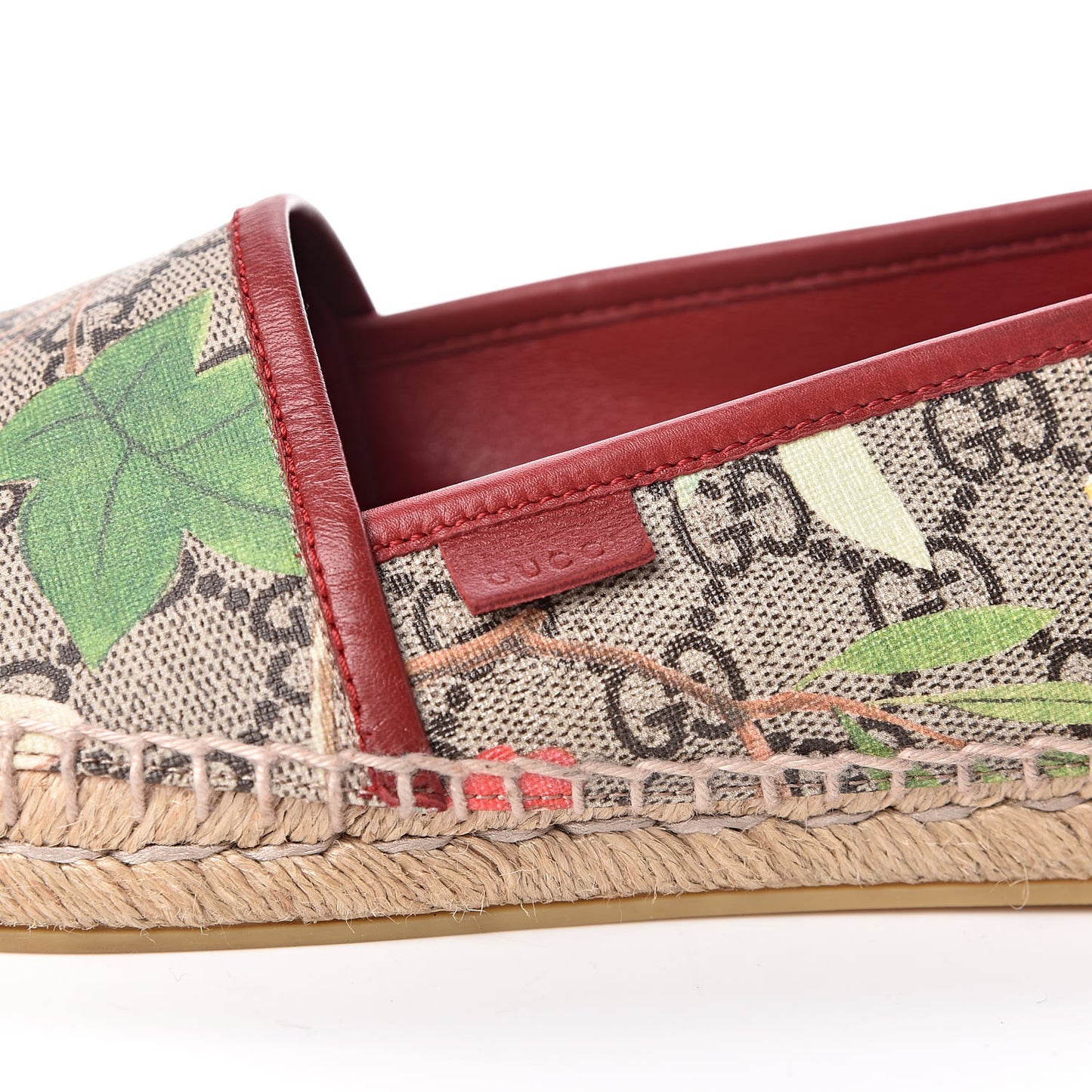 GG Supreme Monogram Tian Womens Espadrilles 38.5 Beige Multicolor Red