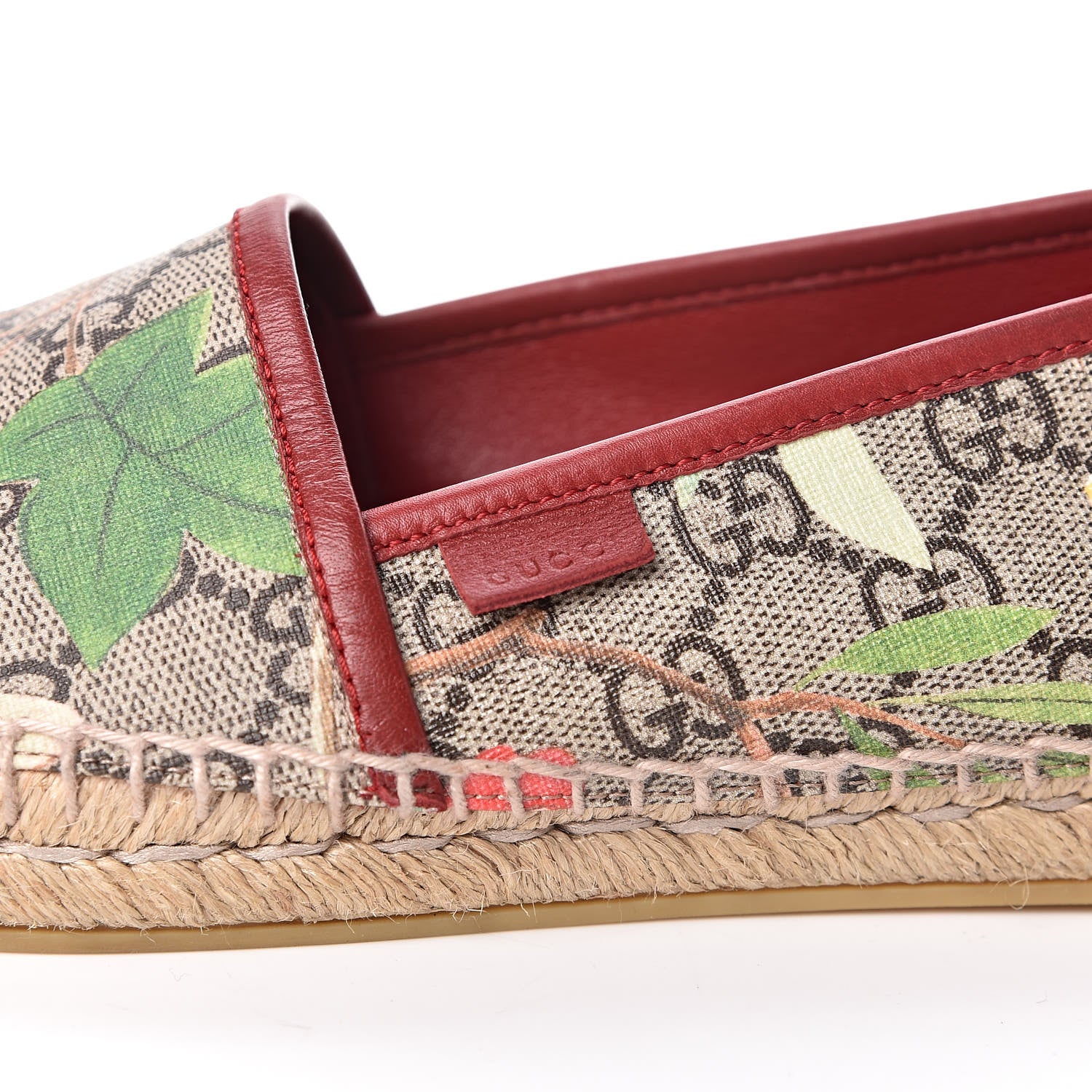Gucci GG Supreme Monogram Tian Womens Espadrilles 38.5 Beige Multicolor Red 9 of 13