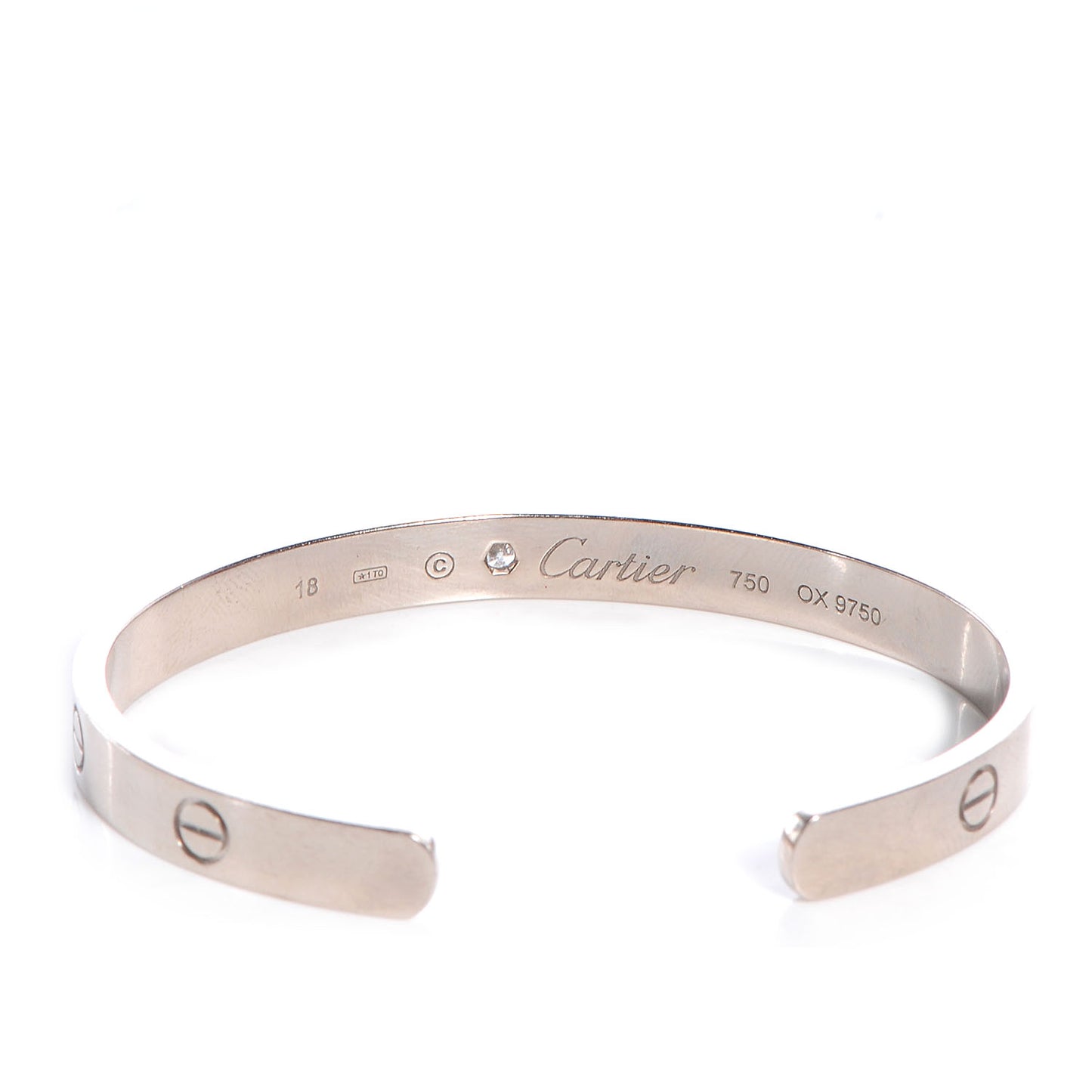 18K White Gold 1 Diamond LOVE Cuff Bracelet 18
