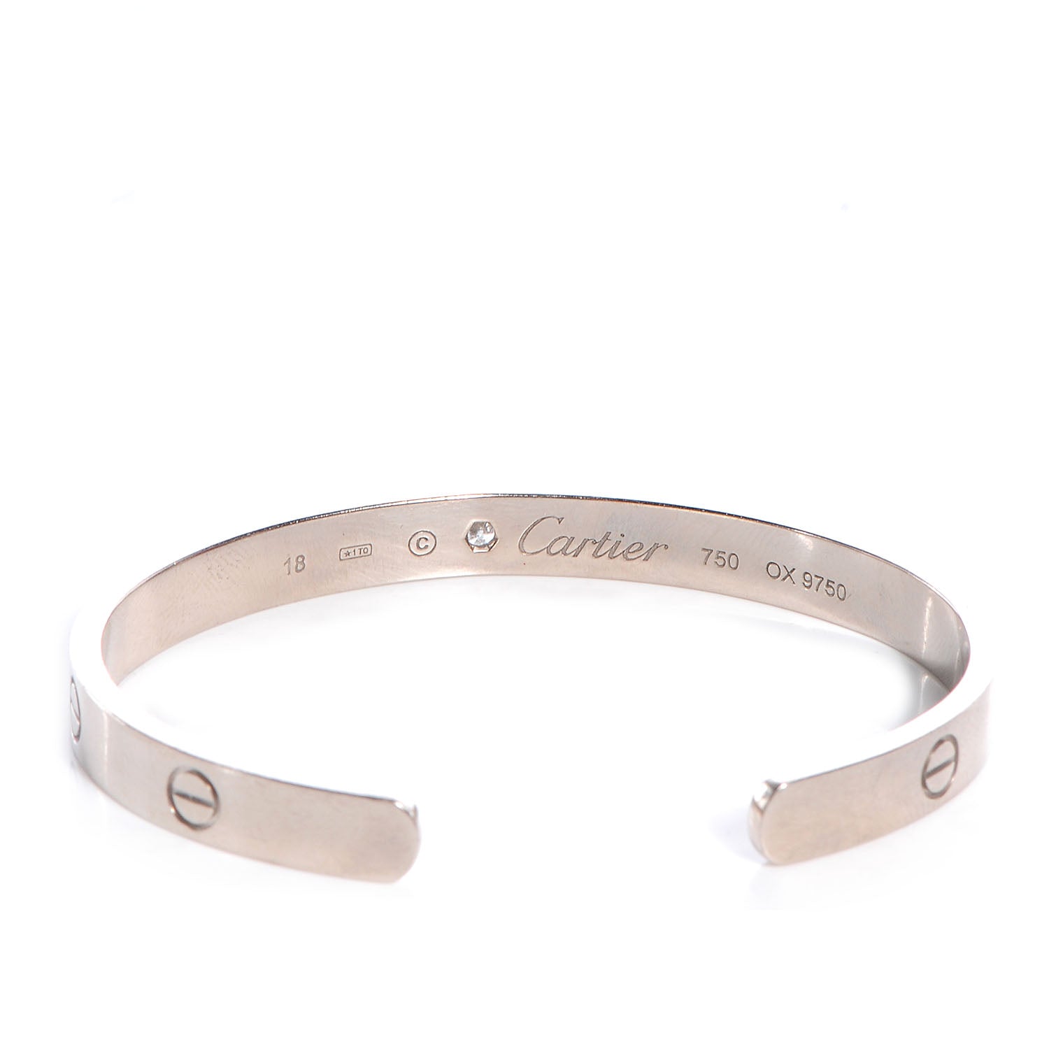 Cartier 18K White Gold 1 Diamond LOVE Cuff Bracelet 18 3 of 5