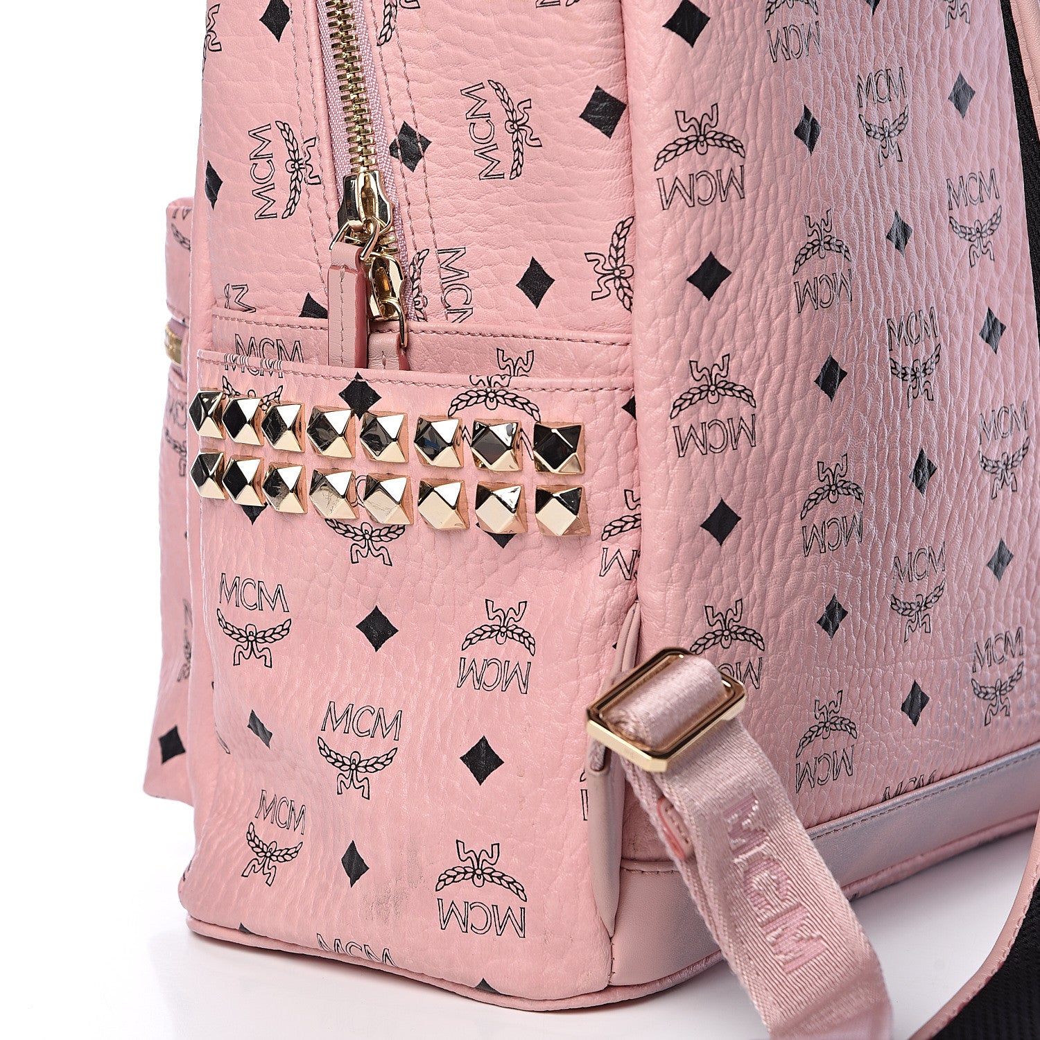 MCM Visetos Small Side Stud Stark Backpack Pink 11 of 17