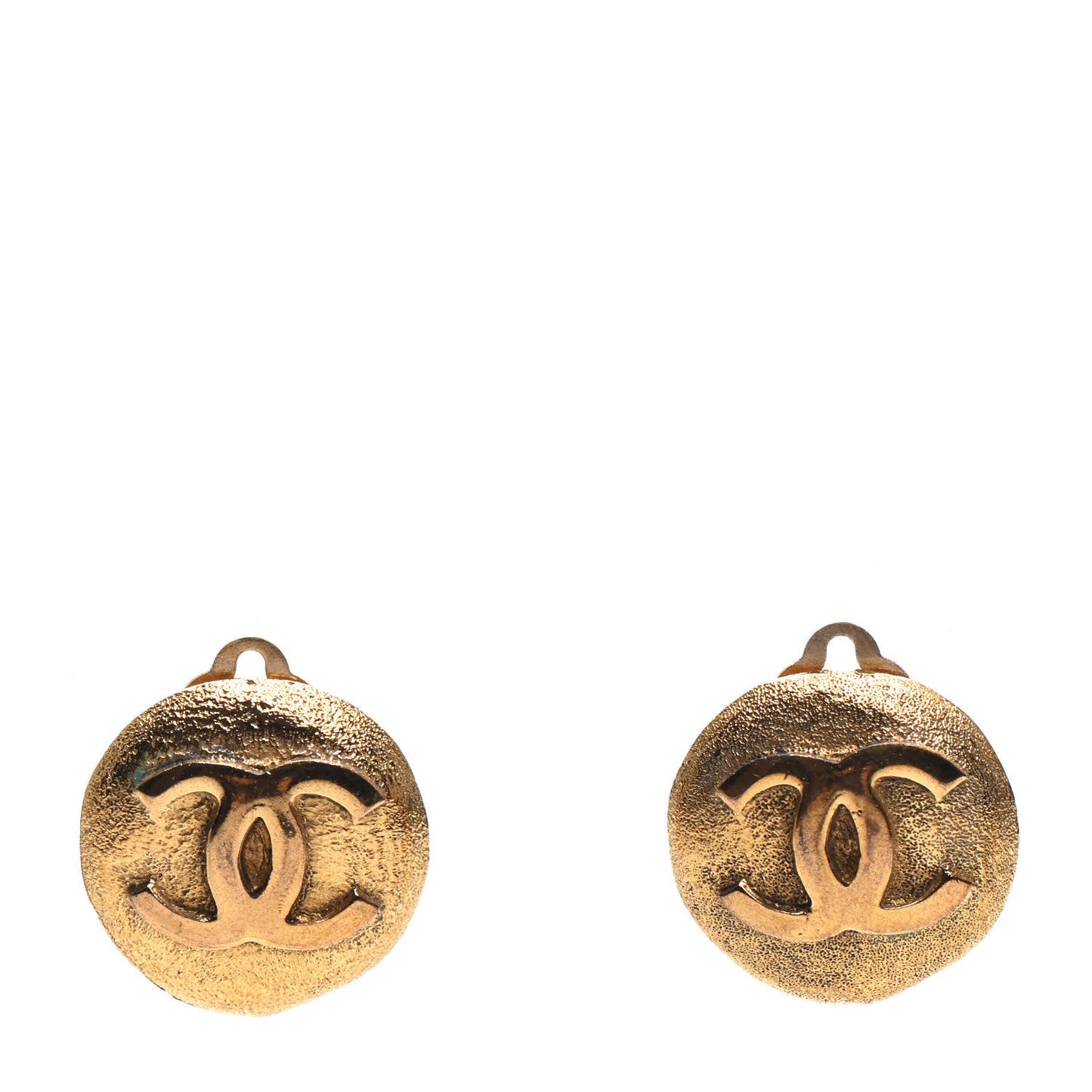 Round CC Clip On Earrings Gold