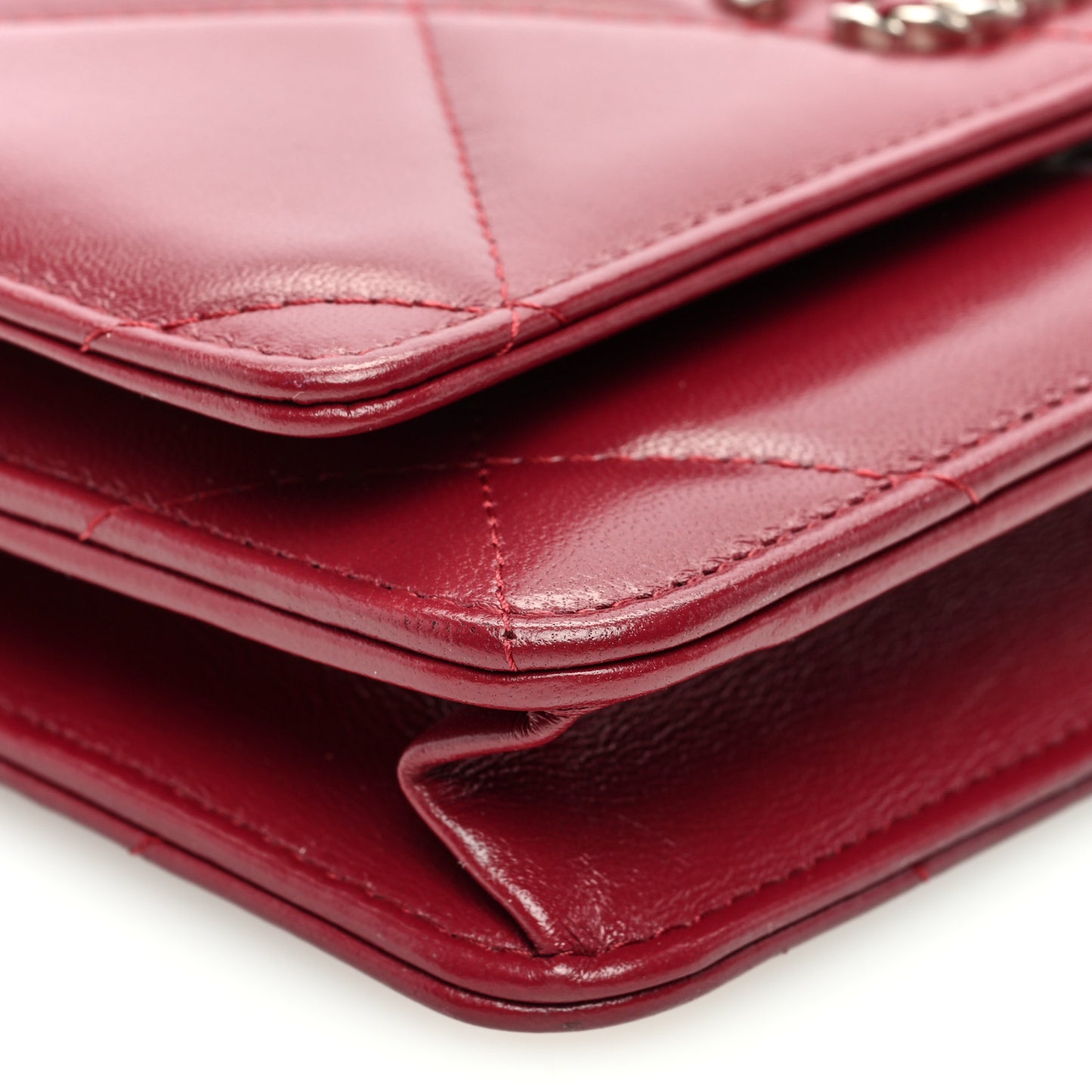 Lambskin Quilted Chanel 19 Wallet On Chain WOC Burgundy