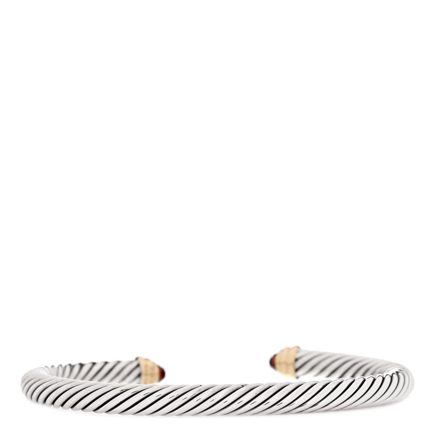 David Yurman Sterling Silver 14K Yellow Gold Garnet 5mm Cable Classics Petite Color Bracelet 2 of 3