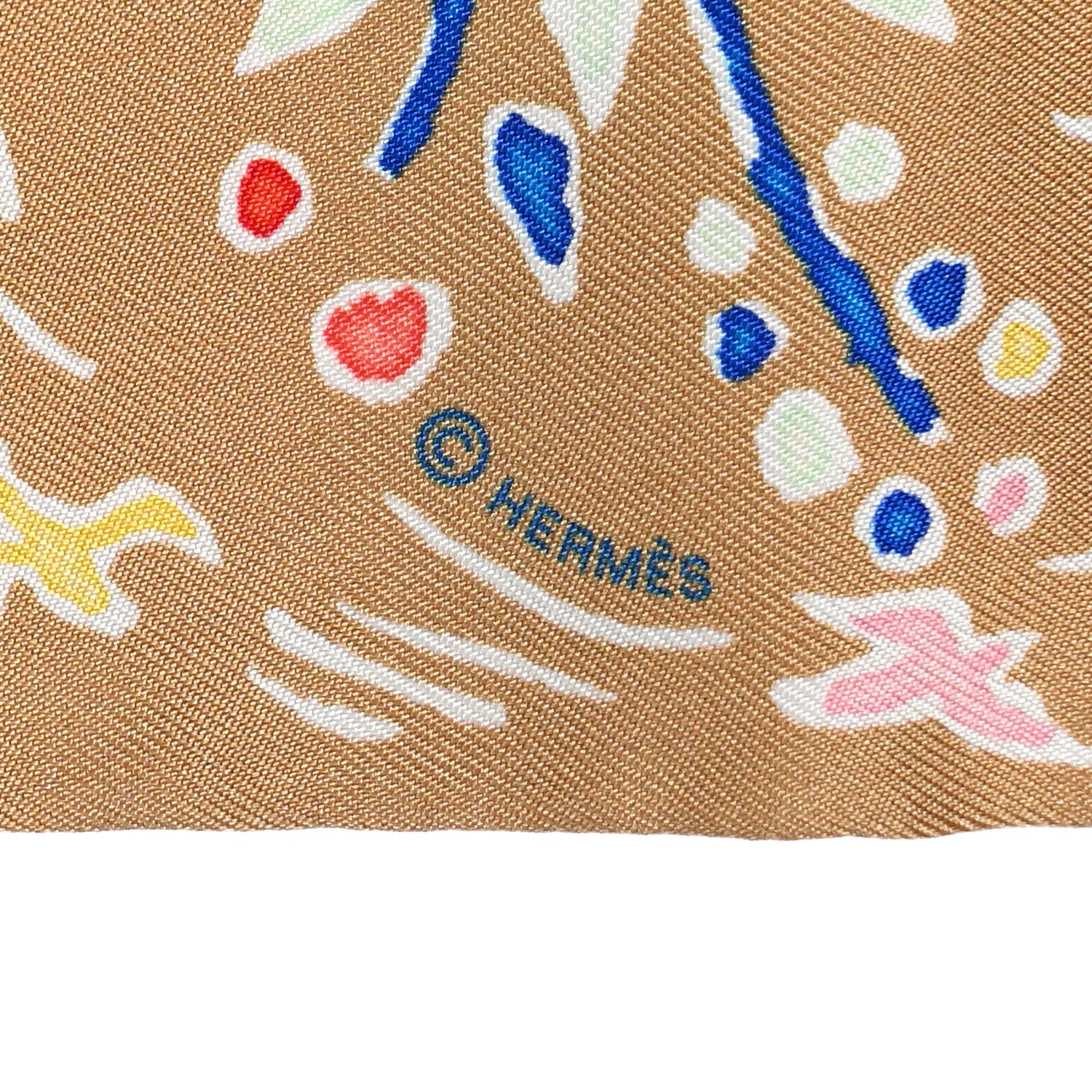 Hermes Silk Isola Di Primavera Twilly Camel 4 of 5