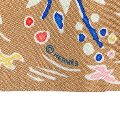Hermes Silk Isola Di Primavera Twilly Camel 4 of 5