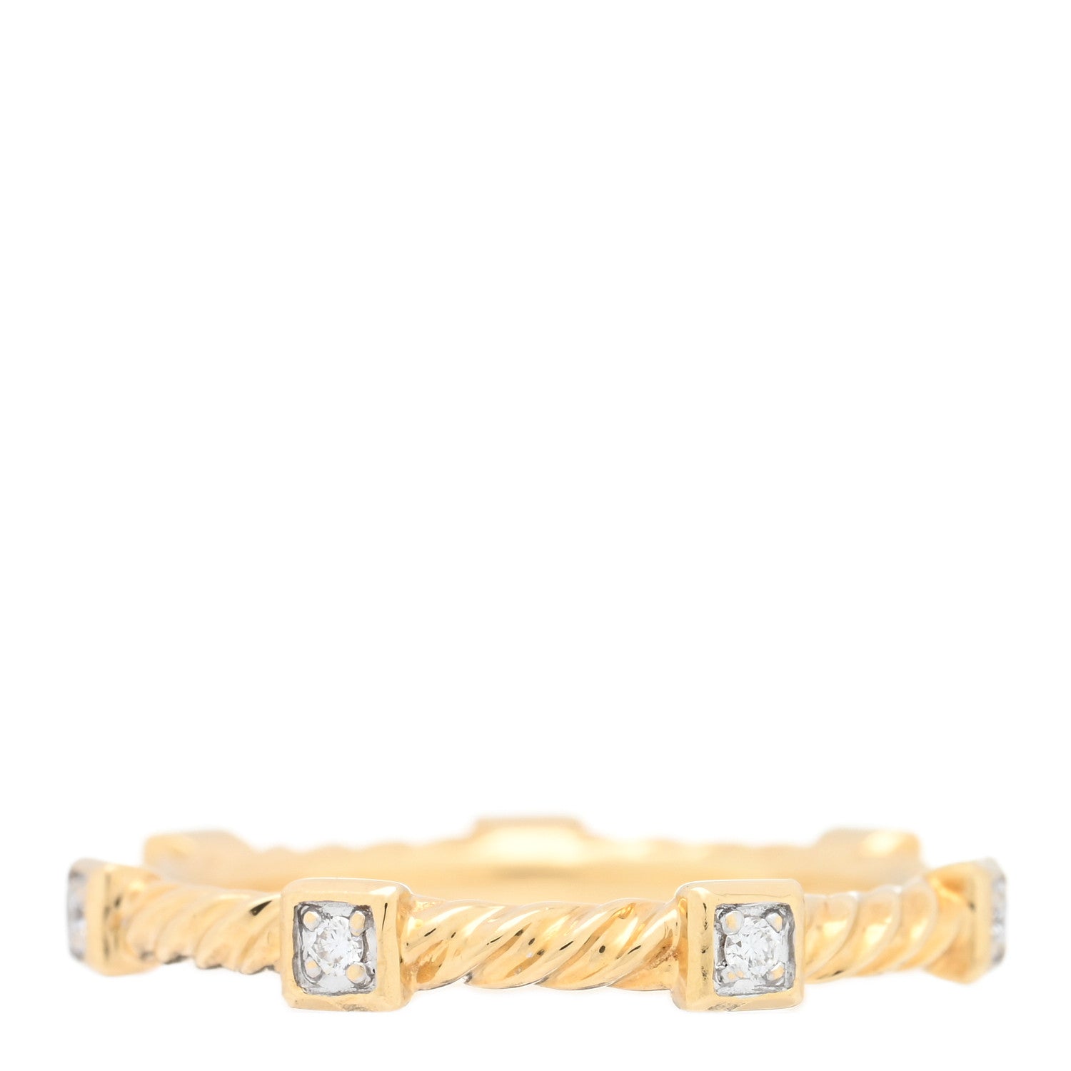 David Yurman 18K Yellow Gold Diamond Cable Collectibles Stack Ring 51 5.75 3 of 5