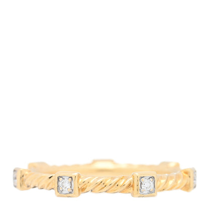David Yurman 18K Yellow Gold Diamond Cable Collectibles Stack Ring 51 5.75 3 of 5