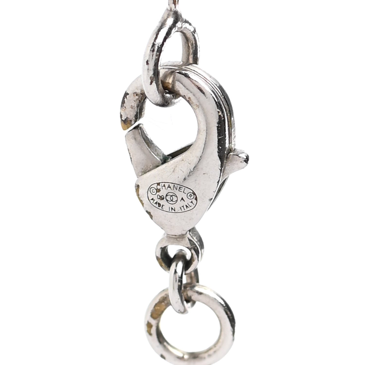 Chanel Baguette Crystal CC Necklace Silver 9 of 12