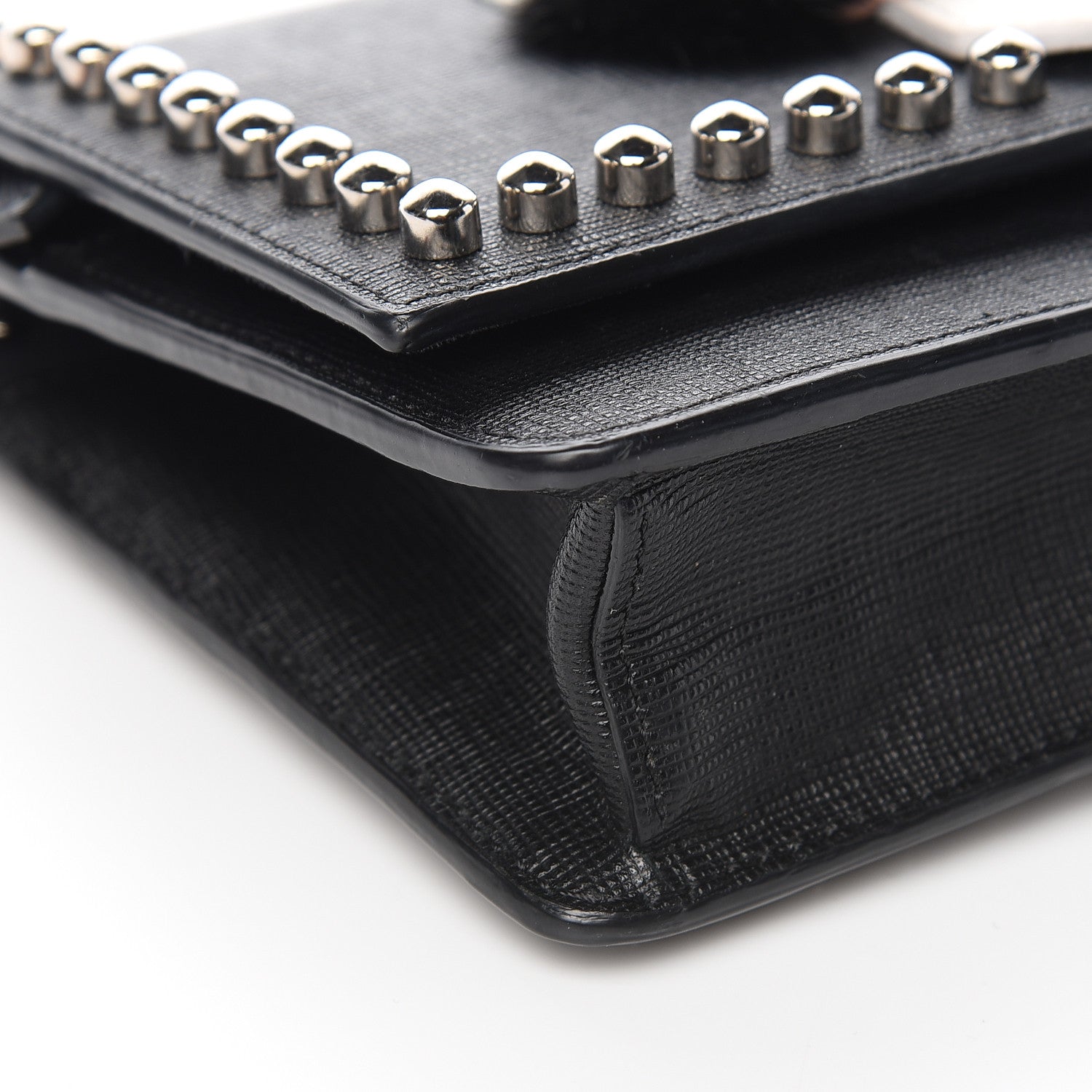 Fendi Vitello Elite Mink Fur Studded Karlito Tube Wallet on Chain Black 8 of 10
