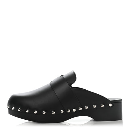 Hermes Calfskin Calya Mules 37 Black 1 of 7