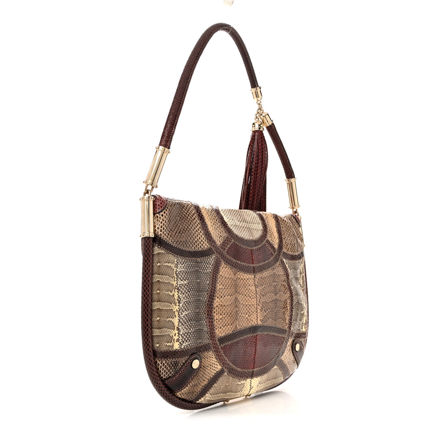 Gucci Snakeskin Medium Britt Tassel Shoulder Bag Red Multicolor 3 of 13