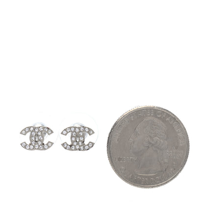 Chanel Crystal Timeless CC Earrings Silver 2 of 4