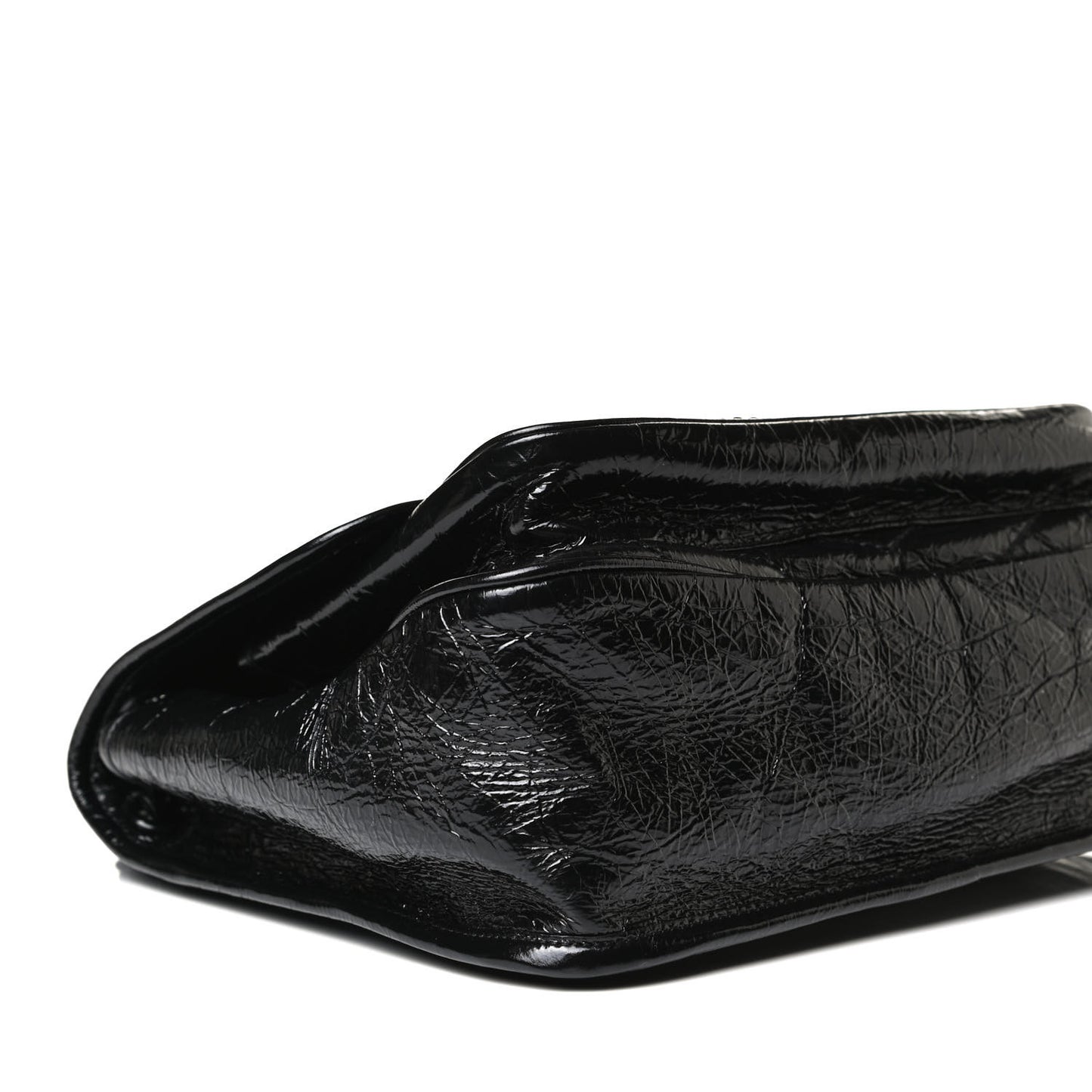 Crinkled Calfskin Matelasse Monogram Medium Niki Chain Satchel Black