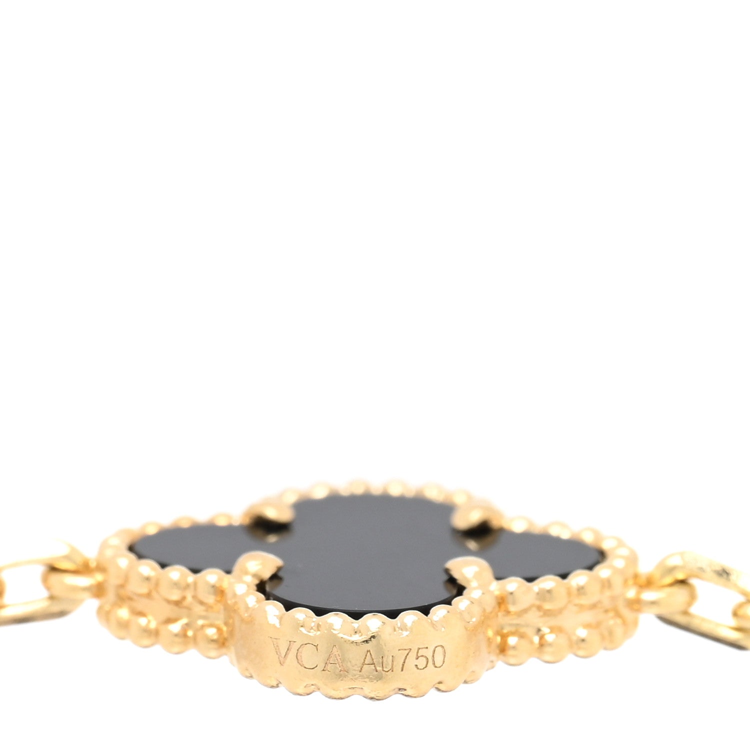 Van Cleef & Arpels 18K Yellow Gold Black Onyx 5 Motifs Vintage Alhambra Bracelet 4 of 4