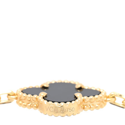 Van Cleef & Arpels 18K Yellow Gold Black Onyx 5 Motifs Vintage Alhambra Bracelet 4 of 4