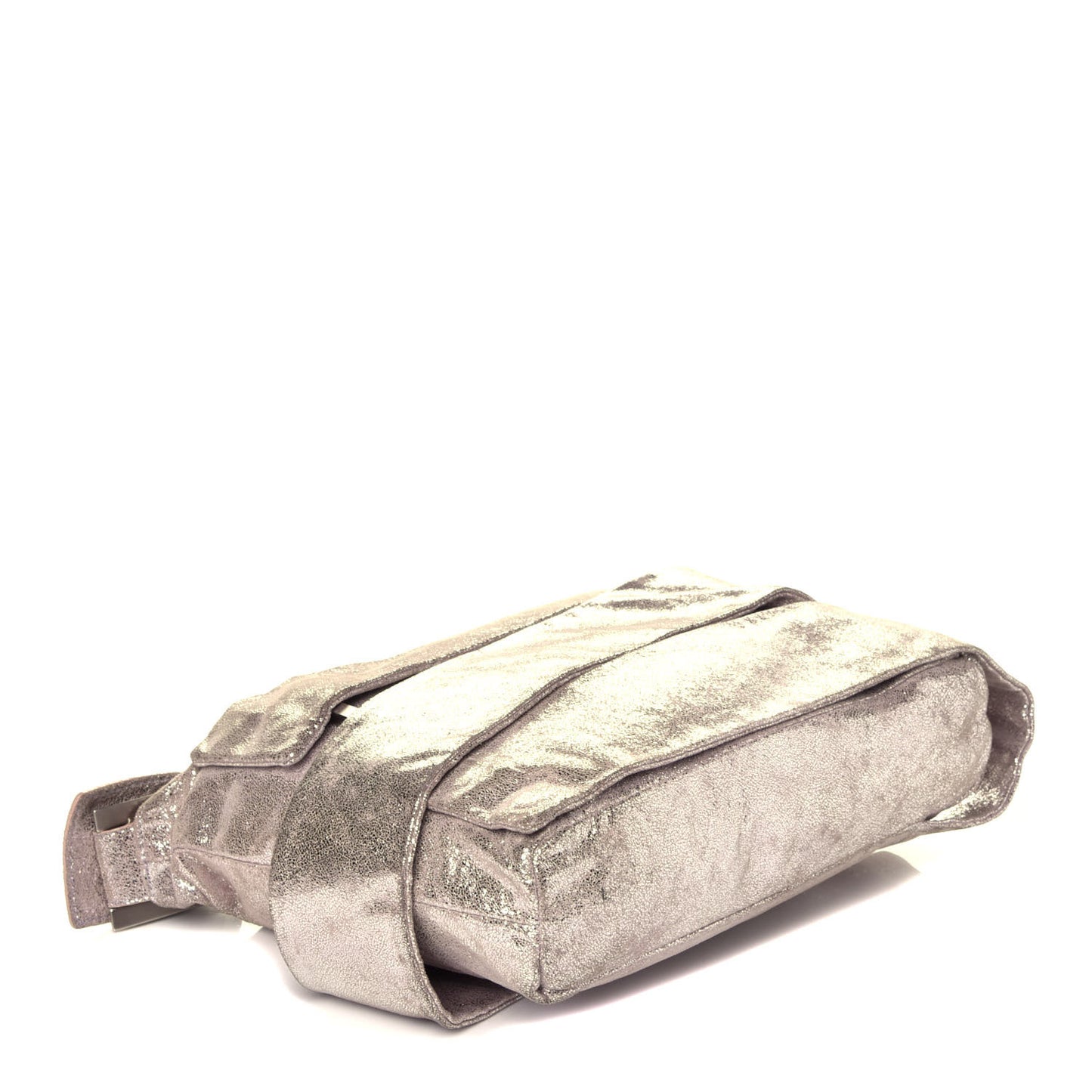 Metallic Crackled Suede Shoulder Bag Sabbia