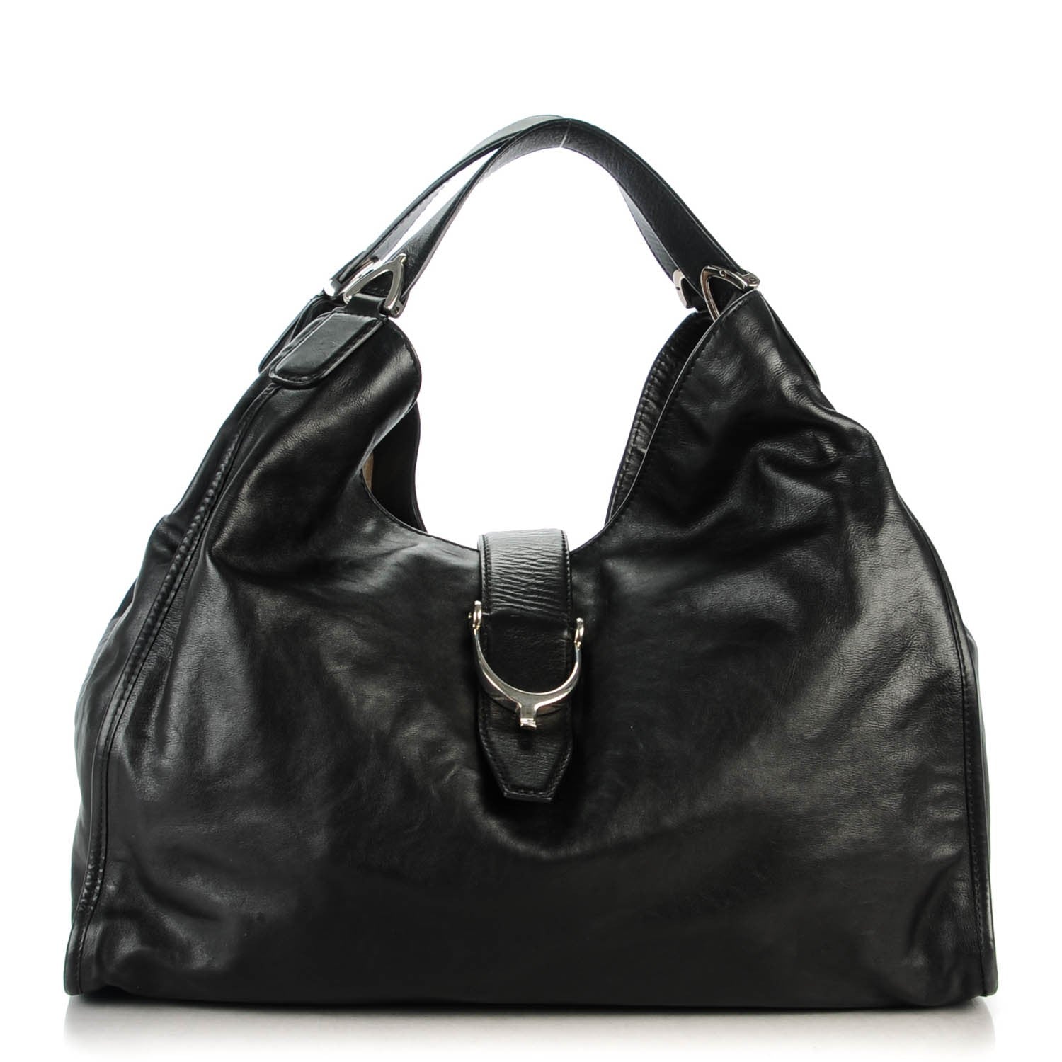 Gucci Calfskin Large Soft Stirrup Shoulder Bag Black 1 of 7