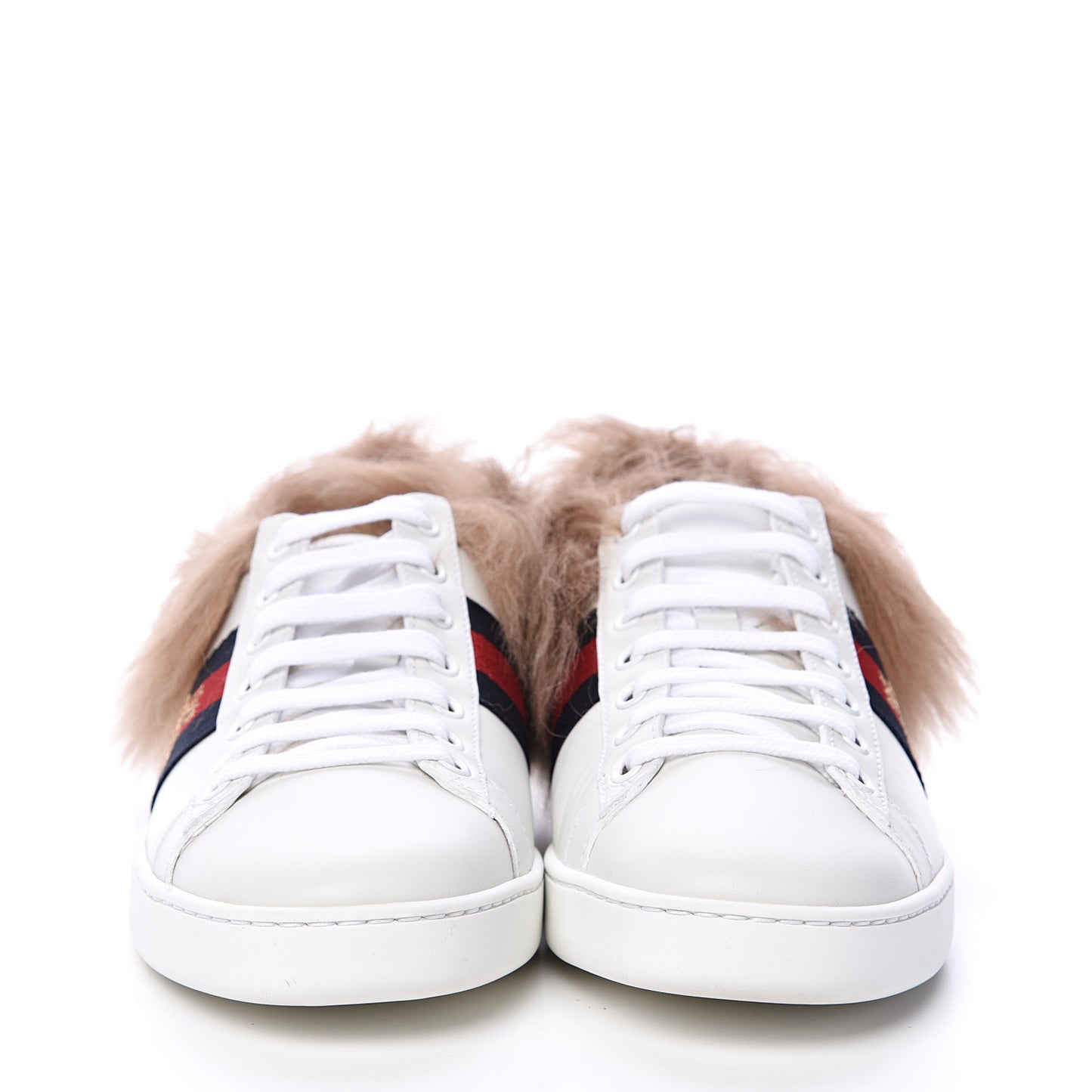 Calfskin Wool Web Bee Embroidered Womens Ace Sneakers 37.5 White