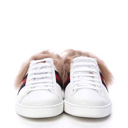 Gucci Calfskin Wool Web Bee Embroidered Womens Ace Sneakers 37.5 White 2 of 8
