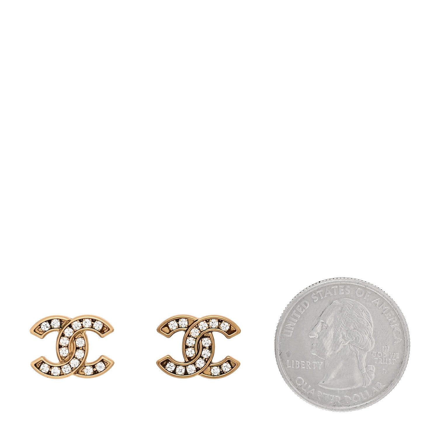 Chanel Crystal CC Earrings Gold 2 of 5