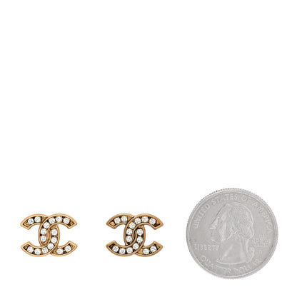 Chanel Crystal CC Earrings Gold 2 of 5