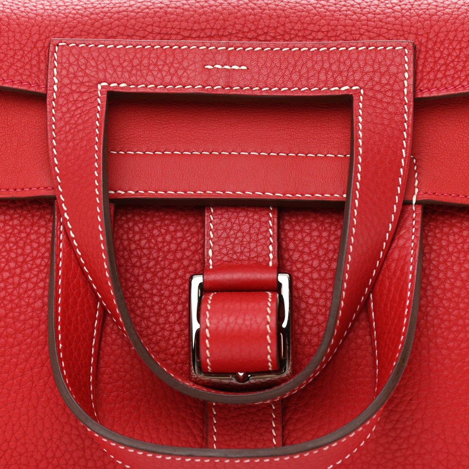 Hermes Taurillon Clemence Verso Halzan 31 GM Rouge Casaque Vermillion 8 of 11