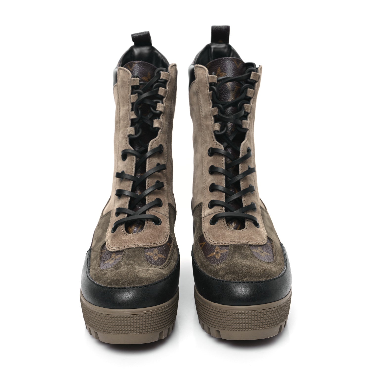 Louis Vuitton Suede Calfskin Monogram Laureate Platform Desert Boots 41 Taupe 2 of 8