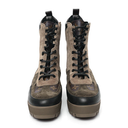 Louis Vuitton Suede Calfskin Monogram Laureate Platform Desert Boots 41 Taupe 2 of 8