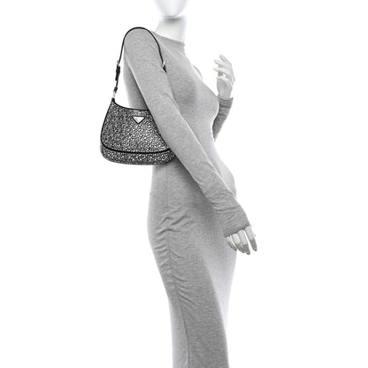Prada Satin Crystal Cleo Adjustable Strap Shoulder Bag Metal 2 of 10