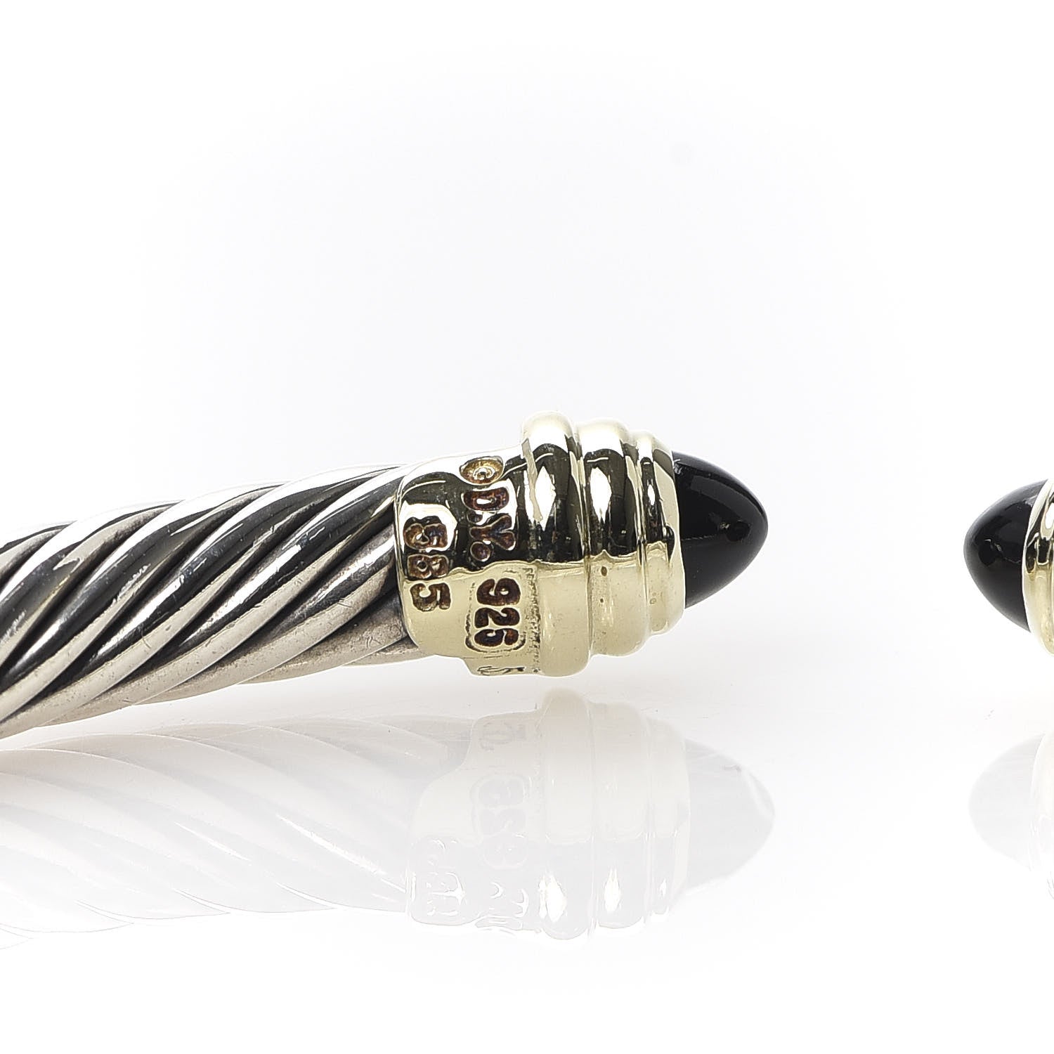 David Yurman Sterling Silver 14K Yellow Gold Black Onyx 5mm Cable Classics Petite Color Bracelet 5 of 5