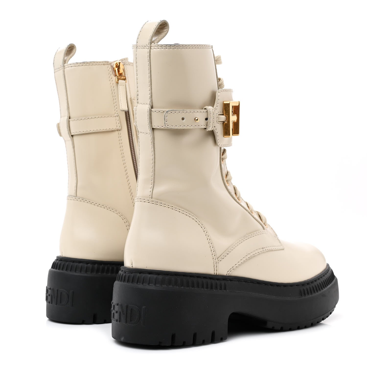 Fendi Vitello Abrasivato Fendigraphy 50mm Biker Boots 36 White 4 of 10