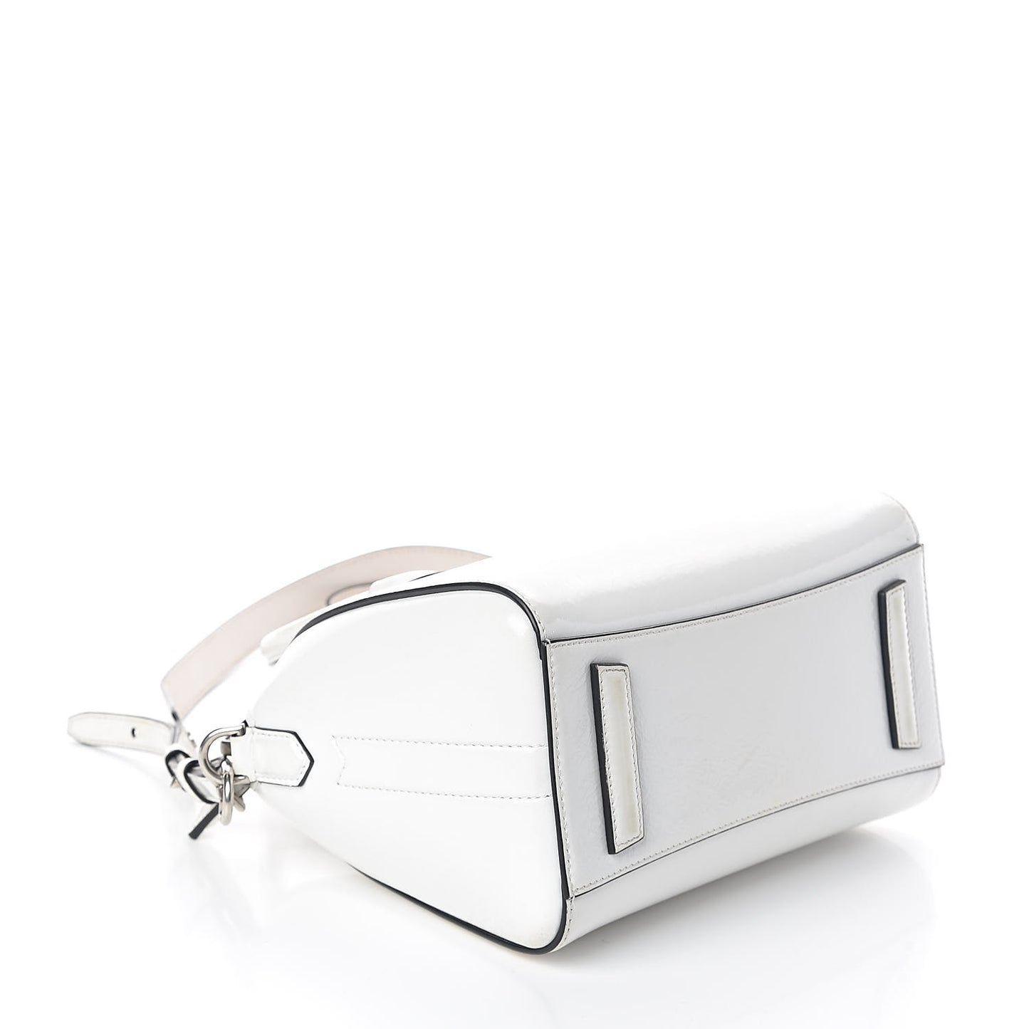 Crinkled Patent Calfskin Mini Antigona White