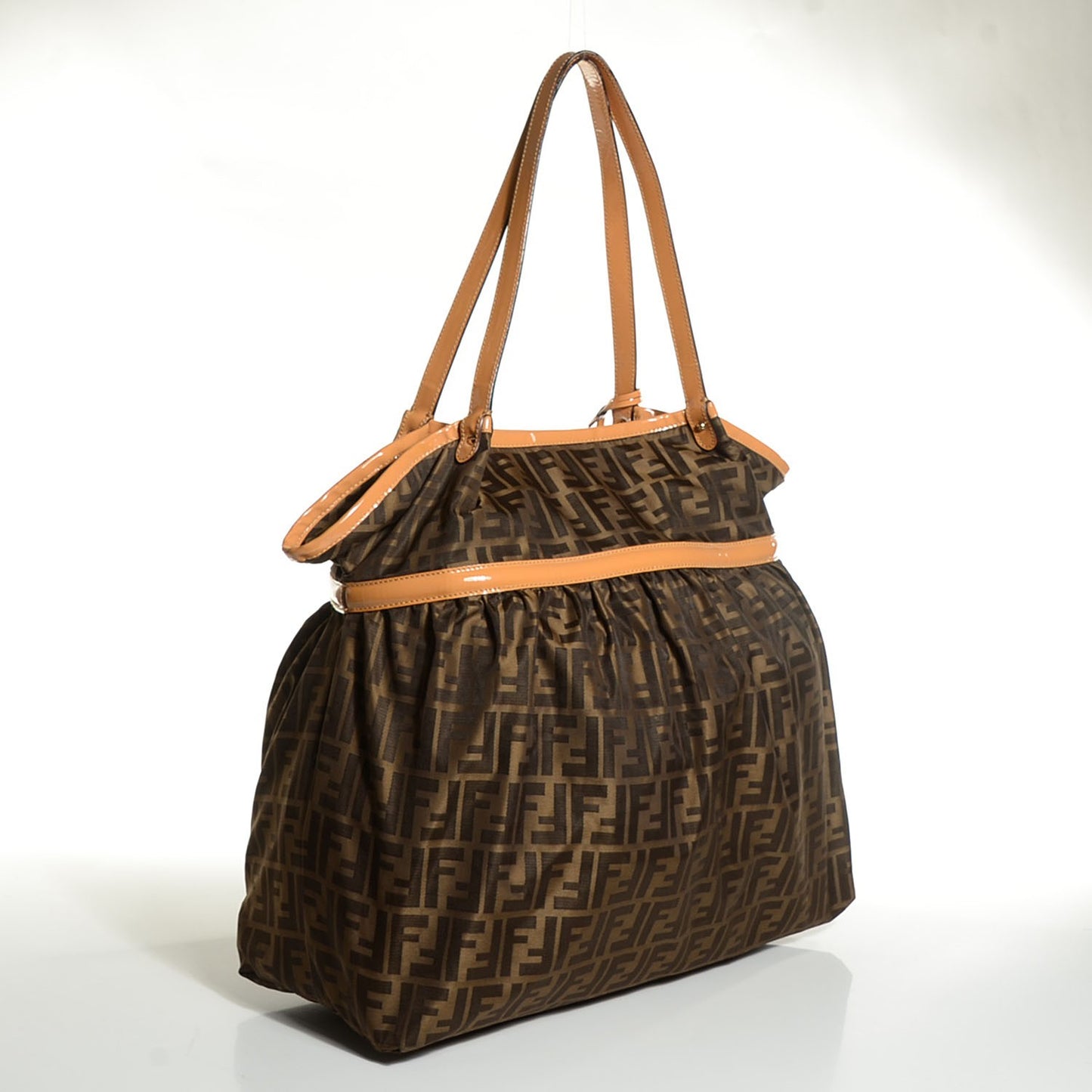 Nylon Patent Zucca Large Chef Shopper Tote Tobacco