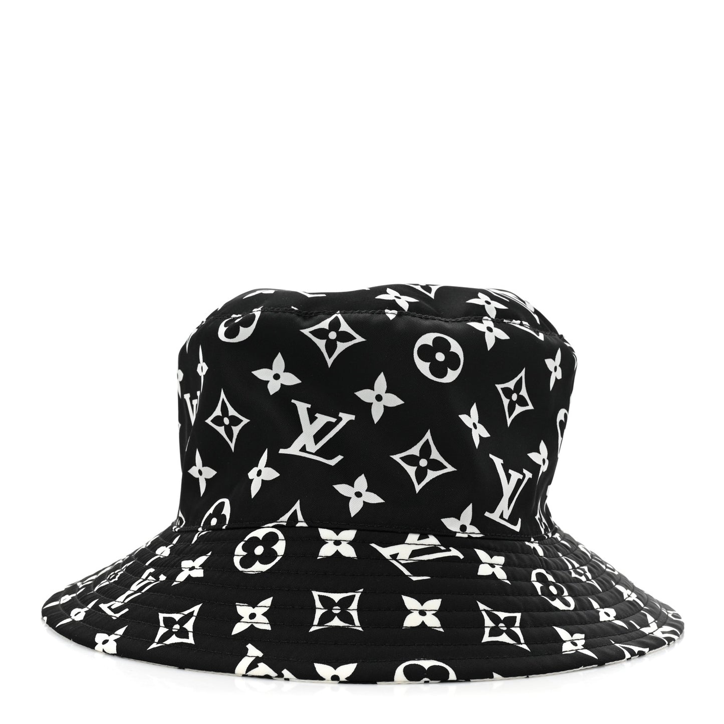 Nylon Monogram Reversible Bob Bucket Hat M Black White