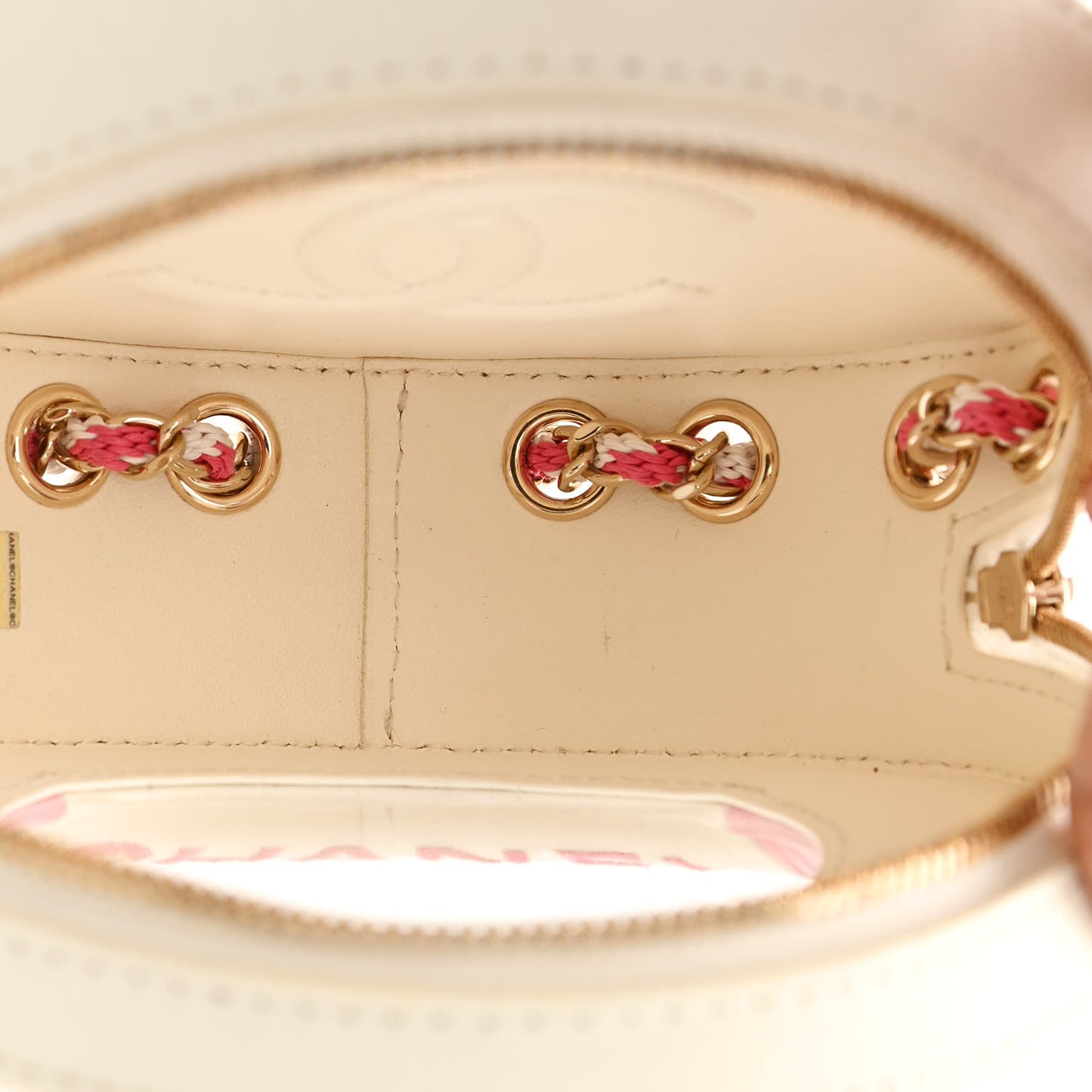 Lambskin Coco Lifesaver Round Bag Pink White