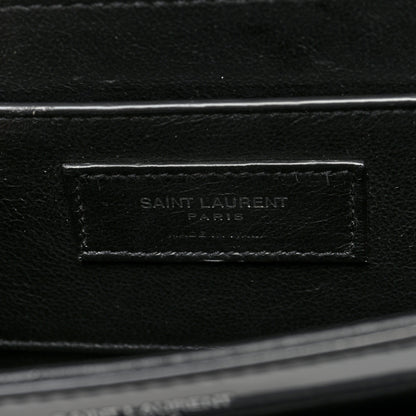 Saint Laurent Glazed Calfskin Monogram Medium Solferino Satchel Black 6 of 9