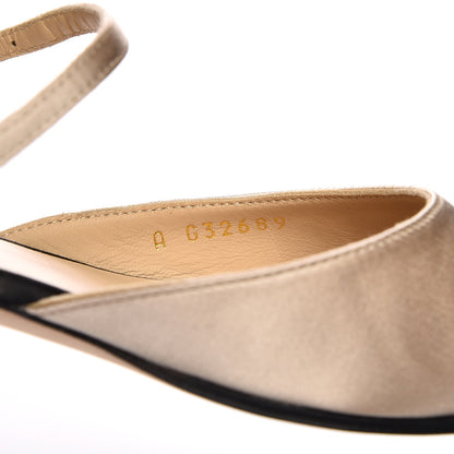 Chanel Satin Cap Toe CC Flats 37 Beige Black 7 of 9