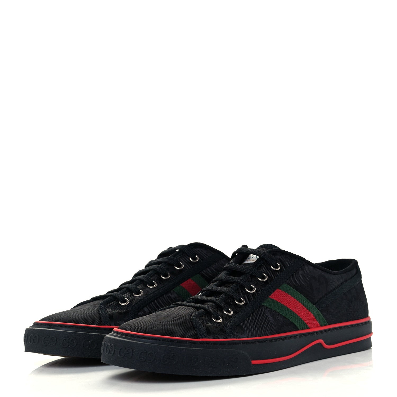 Gucci Econyl Nylon Web Monogram Off The Grid Mens 1977 Tennis Sneakers 10 Black 2 of 9