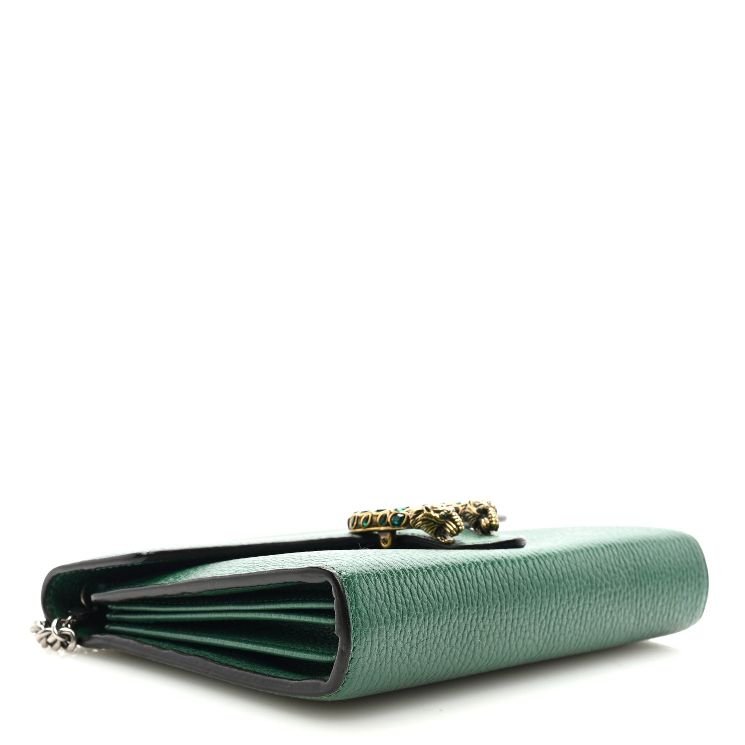 Gucci Calfskin Mini Dionysus Chain Wallet Emerald 4 of 8