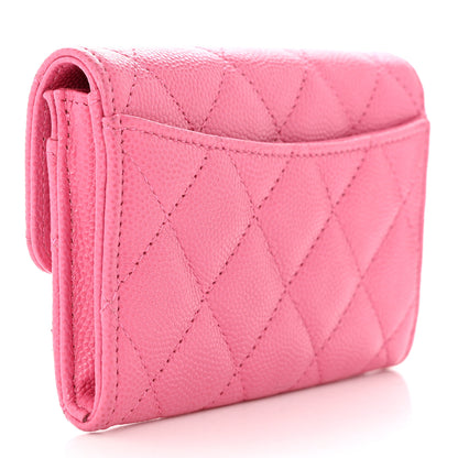 Chanel Caviar Quilted Flap Card Holder Wallet Pink 3 of 8